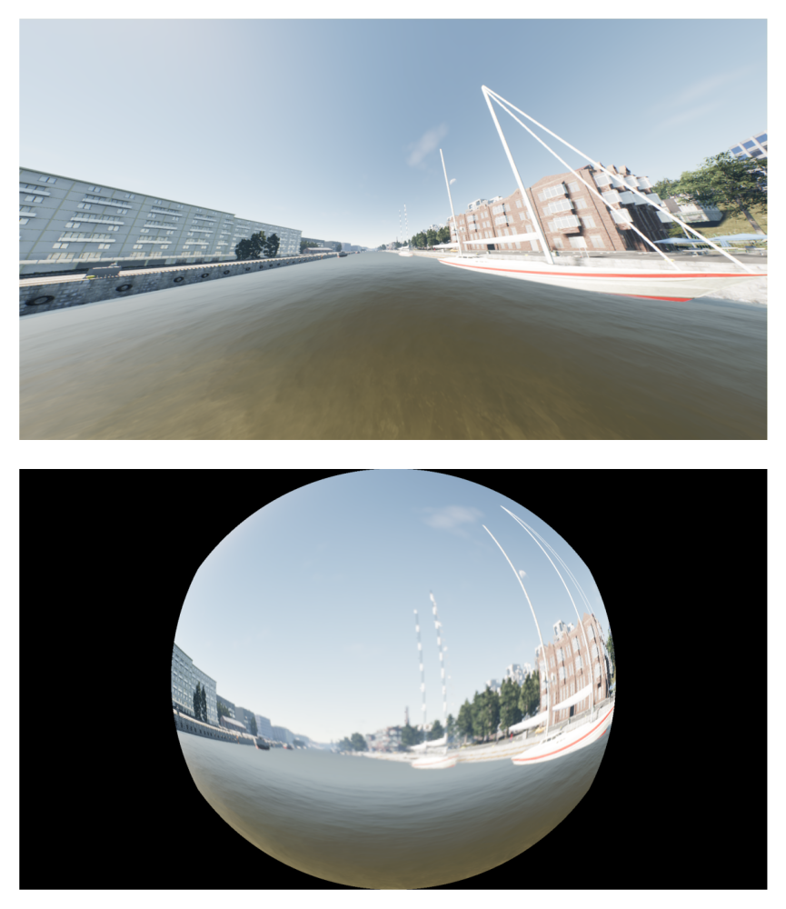 Rectilinear vs equisolid lens.